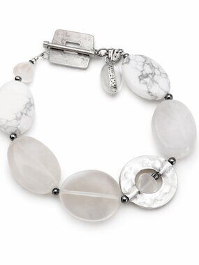 Silpada White Howlite Jade Sterling Silver Bracelet Retired Toggle B1946